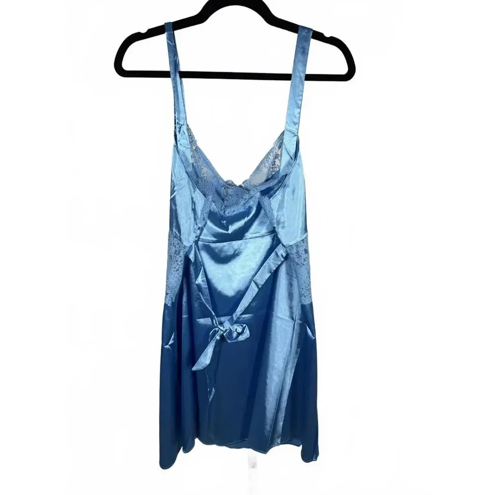 NWT Tach Women's Blue Satin Chemise XL - Picture 2 of 4